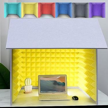 Imagem de Cabine portátil à prova de som, gabinete à prova de som, cubo de isolamento de microfone para gravação de música de estúdio (amarelo)