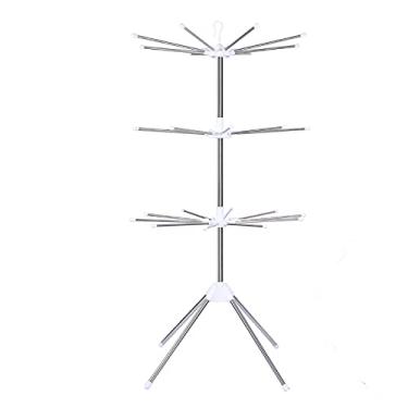 Imagem de YWangQiang Escorredor de roupas Lavanderia dobrável Floding secador de roupas cabides removíveis/branco alto (tamanho: C)