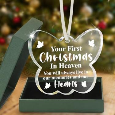 Imagem de Your First Christmas in Heaven Ornamento Memorial Lembrança Borboleta Decoração Presente de simpatia pela perda de um ente querido Luto Tributo Lembrança Família Conforto Presente Funeral Aniversário