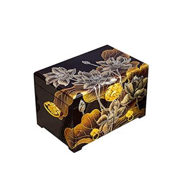 Imagem de BSNANCA Caixa de armazenamento de tesouro de madeira vintage organizador cofrinho caixa de poupança caixa de joias à prova de poeira brincos anéis colar caixa