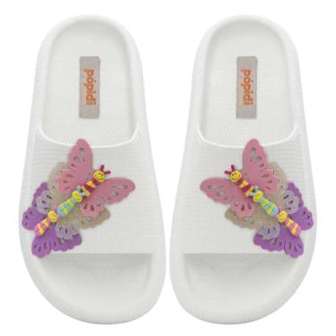 Imagem de Chinelo Slide Nuvem Feminino Borboletas Moda Infantil Sandália 12.121 (Branco, BR, Criança de 9 a 12 anos, Numérico, 36)