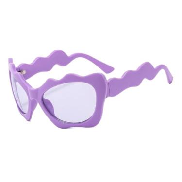 Imagem de Óculos de sol estilo gatinho premium, armação grande, proteção solar UV400, para mulheres e homens, verão, viagem (roxo)