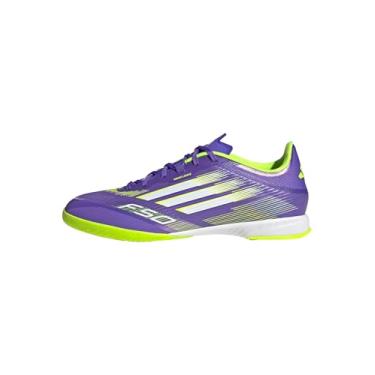 Imagem de adidas Tênis unissex adulto F50 League Indoor, Roxo/branco/limão lúcido, 14.5 Women/13.5 Men