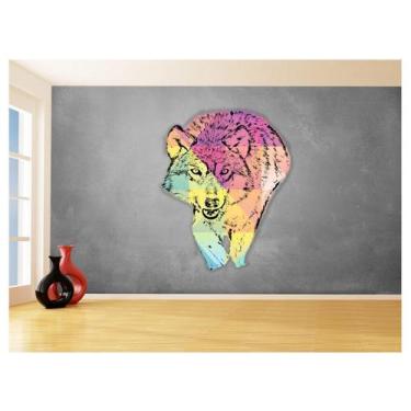Imagem de Papel De Parede Animais Pop Art Lobo Colorido 3,5M Pxa614 - Você Decor