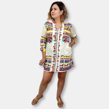 Imagem de Bata Indiana Colorida  Manga com botão Saída de Praia -290  - Sarat Mo