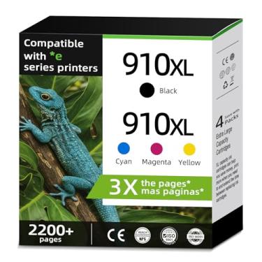 Imagem de Pacote combo de cartuchos de tinta 910XL compatível com HP 910 XL cor preta para HP910 HP910XL para OfficeJet Pro 8015e 8025e 8028e 8010 8025 8020 8020e 8035 8028 8015 8022 impressora ciano magro enta