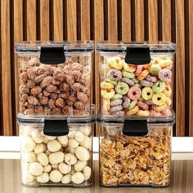 Imagem de Monte seu Kit Pote Hermético para Mantimentos de Cozinha Dispensa Armário Plástico (4 Potes - 750ml)
