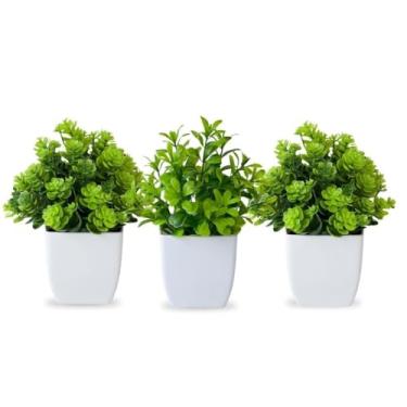 Imagem de Planta Artificial Arranjo de Suculentas com Vaso – Kit 3 Unidades Decorativas Realistas para Casa e Escritório