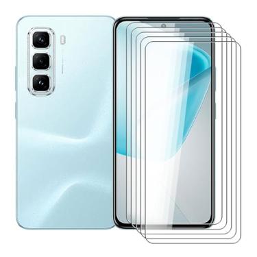 Imagem de Protetor de tela para Infinix Hot 50 Pro 4G (6,7 polegadas) (pacote com 5), dureza 9H, vidro temperado HD, antiarranhões, película protetora antiimpressões digitais para Infinix Hot 50 Pro 4G