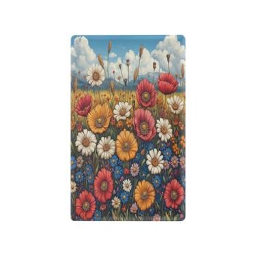 Imagem de Blueangle Placa de parede decoradora de capa em branco, tamanho padrão, flores silvestres coloridas de 1 gangue para quarto de escritório em casa, 4,53 x 2,76 polegadas (470)