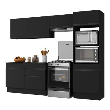 Imagem de Armário De Cozinha Compacta 4 Peças Com Rodapé Mp2193 Made Multimóveis Preto Preto