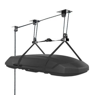 Imagem de Hikeen Talha de teto para caixa de carga, sistema de polia de elevação de armazenamento de garagem resistente tem capacidade de até 68 kg, serve para tetos de garagem de 3 a 3,5 m de altura