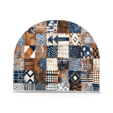 Imagem de Qilmy Porta-guardanapos para mesas, porta-guardanapos de emenda de tecido estilo tribal para cozinha, porta-guardanapos de mesa, porta-guardanapos de coquetel, porta-guardanapos de papel349