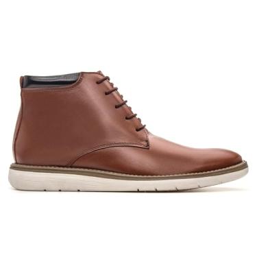 Imagem de Bota Social Masculina Oxford, Couro Legítimo, Cano Médio, Palmilhas PU (Castanho, BR, BR, Adulto, Numérico, 40)
