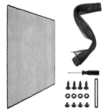 Imagem de Otoolling Grade de porta de tela de entrada para trailer, atualizado ajustável de 50,8-80 cm de largura, protetor de porta de tela de trailer para cães e crianças, proteção aprimorada, preta