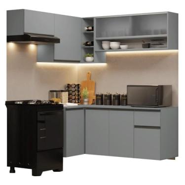Imagem de Armário de Cozinha Completa de Canto Suspenso 325cm Cinza Nice Madesa 01