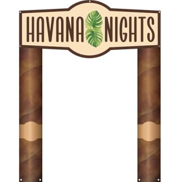 Imagem de Peryiter 3 peças de decoração de festa temática noite Havana Banner Welcome Porch com 1 fita dupla face para acampamento de verão aniversário Havaí chá de bebê tema festa atividade decoração porta