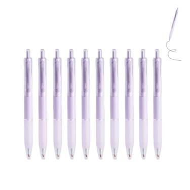 Imagem de GZBABY Canetas de gel de ponta fina, 10 peças, caneta esferográfica retrátil com aderência macia, tinta preta de 0,5 mm, secagem rápida (pasta taro)