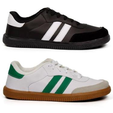 Imagem de kit 2 Tenis masculino feminino casual tons neutros retrô clássico orig