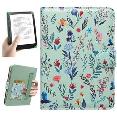Imagem de HoYiXi Capa universal para 6" Pocketbook/Tolino e-book Reader compatível com Kindle Paperwhite de 6 polegadas / Kobo Clara HD 6", capa de capa, compartimento para cartão integrado, flor