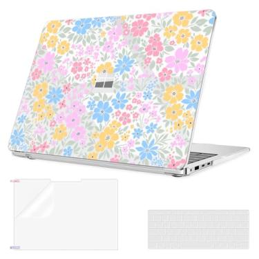 Imagem de YSCLBAHUK Capa para laptop Microsoft Surface 35.1 cm versão 2024 7ª edição, modelo: 2036 padrão criativo durável resistente a arranhões, com protetor de tela + capa de teclado, floral colorido