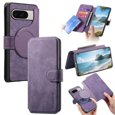 Imagem de Ephoou Capa carteira destacável para Google Pixel 10 Pro com 4 compartimentos para cartão, 2 em 1 capa flip flip de couro PU magnética retrô para Google Pixel 10 CMG-roxo