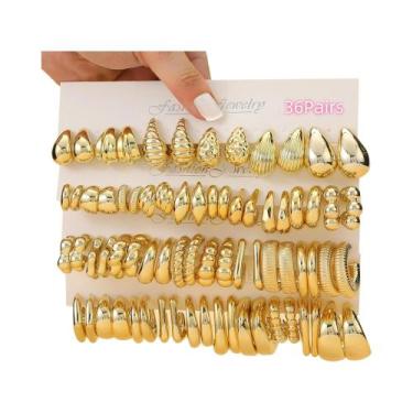 Imagem de Conjunto De Brincos De Stud Em Forma De Gota D'Água Dourada Para Mulhe