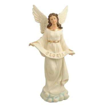 Imagem de DurableDelights Guardian Angel Statue – 15.16" Resin Angel Figurine Holding The Gloria Flag, Elegant Heavenly Décor for Home, Altar, Nativity Scene & Spiritual Gifts
