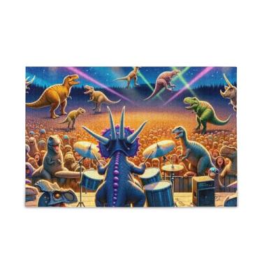 Imagem de Jogo de quebra-cabeça de música de dinossauro, arte de parede para casa, quebra-cabeça engraçado para adultos, tamanho final 75 x 50 cm