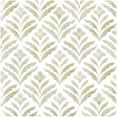 Imagem de HELLKIT Papel de parede moderno de folha verde papel de parede boho contato papel de parede 43,9 cm x 500,4 cm papel de parede removível autoadesivo papel de parede botânico para decoração de armário