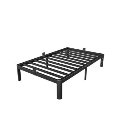 Imagem de KZZLOL Armações de cama de solteiro pretas de 30,5 cm, moldura de cama de metal tamanho solteiro sem necessidade de caixa de mola, furos de cabeceira DIY, suporte de aço resistente 1,587 kg, sem