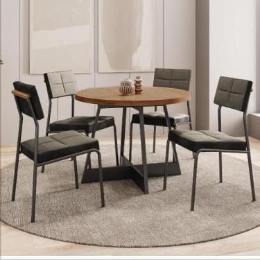 Imagem de Conjunto Sala De Jantar 4 Cadeiras Nairobi Carraro Nogal - MÓVEIS CARR