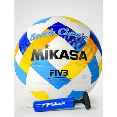 Imagem de Bola De Vôlei Praia Areia Piscina Profissional BV543 Oficial Tamanho 5 Padrão Oficial FIVB Couro Sintético 18 Painéis Macia Leve Resistente Impermeável + Bomba De Ar Poker Inclusa Encher Bolas