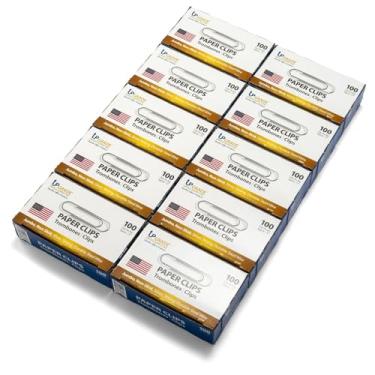 Imagem de Clipes de papel de escritório jumbo atualizados, antiderrapantes, 4,8 cm, 1000 unidades (10 caixas), prata, feito nos EUA