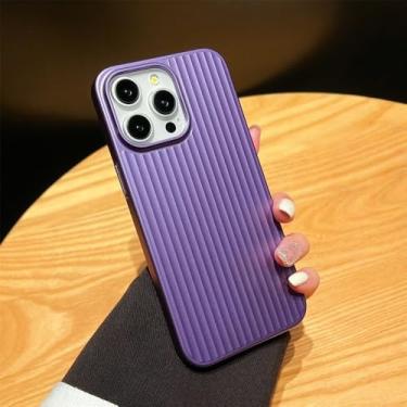 Imagem de Capa protetora de luxo com listras metálicas para iPhone 16, 15, 14, 13 Pro Max Plus, resistente a impactos, com proteção para a câmera, fina e fosca em policarbonato (A8).