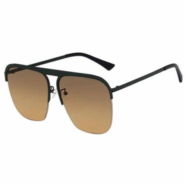 Imagem de Óculos de Sol Metálicos com Lentes Degradê UV400 para Esportes ao Ar Livre, Corrida e Ciclismo, nas Cores Preto, Cinza e Amarelo.