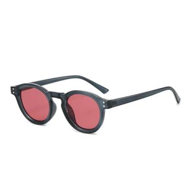 Imagem de Óculos de Sol UV400 - Pequenos Redondos Estilo Punk com Rebites e Lentes Transparentes Cor Oceano para Homens e Mulheres, Ideais para Esportes ao Ar Livre, Corrida e Ciclismo, Cinza e Rosa