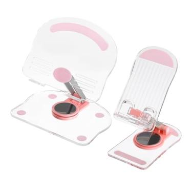 Imagem de PATIKIL Suporte de acrílico para tablet, suporte de celular de acrílico, ajustável, dobrável, portátil, transparente, com base giratória de 360 graus para mesa, casa, escritório, mulheres, presentes