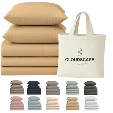 Imagem de Jogo de cama King dividido 100% algodão egípcio para cama ajustável, jogo de cama de 5 peças, 400 fios, qualidade hoteleira, macio, respirável e durável, bolsos profundos até 17, linho