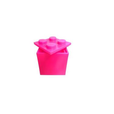 Imagem de Baú rosa com glitter-caixa bloco monta monta-decoração -guarda volumes