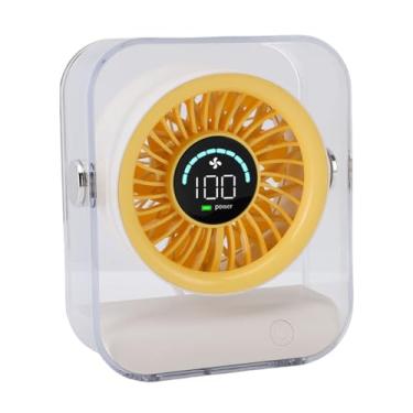 Imagem de Fabater Ventilador de Mesa USB Recarregável Ventilador de Mesa LED Display Digital Transparente Design para Home Office 3000mAh Bateria (Bege)
