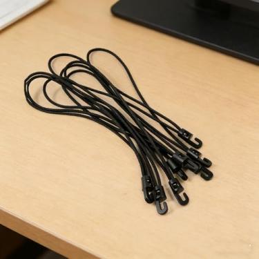 Imagem de Cabos elásticos elásticos resistentes alças de tensão ajustáveis com ganchos, pacote com 10, fixação multiuso para casa, viagem, acampamento, carro, preto