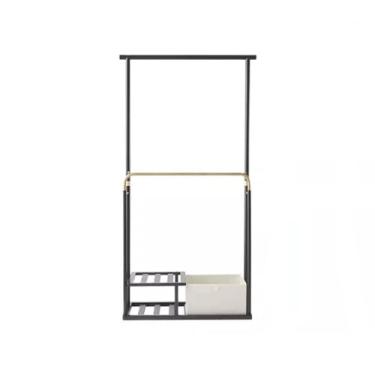 Imagem de 5sssallefaa Cabide de entrada para casa, quarto, multifuncional, armazenamento no chão, camada dupla, suporte para pendurar roupas, cabeceira independente