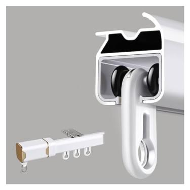 Imagem de Trilhos de cortina, trilhos de cortinas resistentes montados na parede de teto, trilho de cortina divisória de quarto, varões de cortina de alumínio, vem com trilha, rolo, ferragens de instalação (cor