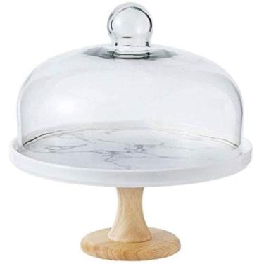Imagem de Suportes de bolo, utensílios de mesa, prato de bife 19,5/24/27,5 cm, suporte de bolo, mármore texturizado, prato de pão de cerâmica, bandeja decorativa para servir (tamanho: 19,519,525 cm) (24 * 24
