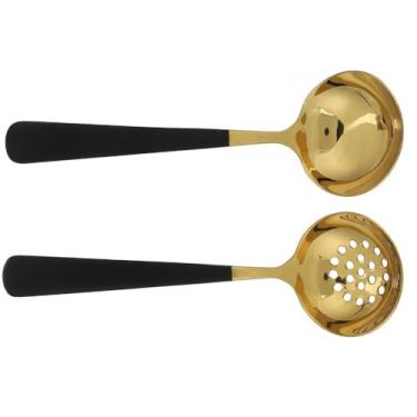 Imagem de 2 PEÇAS Colher de Sopa Aço Inoxidável 304 Fendida Skimmer Utensílios Mesa Conjuntos Cozinha com Polimento Espelho Cabo Ergonômico Lavavajillas Design