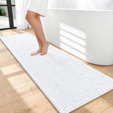 Imagem de OLANLY Tapetes de banheiro espessos 139 x 50 cm, tapetes de banho de chenille absorventes extramacios, suporte de borracha, lavar à máquina, secar na máquina, tapetes de banho para piso de banheiro