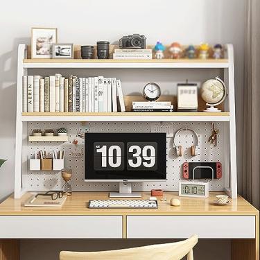 Imagem de Estante de metal para mesa branca para computador, prateleira aberta multifuncional, suporte de armazenamento para casa, escritório