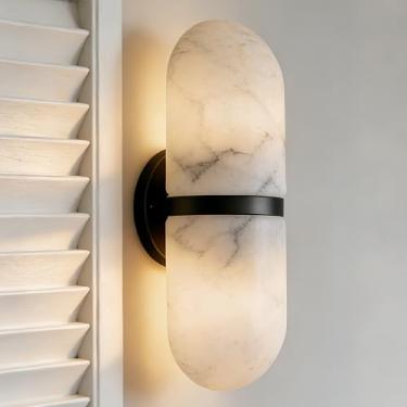 Imagem de Luminária De Parede Com Imitação De Mármore, Arandela Moderna De Resina Natural, Luminária De Parede Com Texturas Exclusivas De Pedra Orgânica, Luminária De Parede Com Resina Marmorizada Par