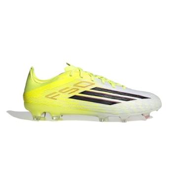 Imagem de adidas Chuteiras de futebol unissex adulto F50 Pro Firm Ground Chuteiras de futebol, Team Solar amarelo/preto/vermelho lúcido, 9.5 Women/8.5 Men
